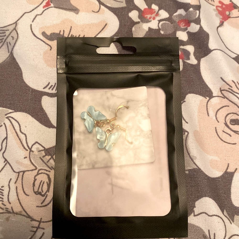Teal butterfly earrings